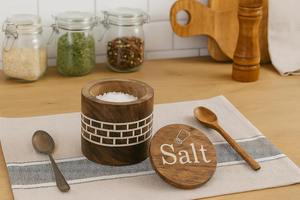 โถเก็บของทำมือจากไม้มะม่วง ฝาไม้ธรรมชาติ ดีไซน์ทันสมัย หรูหรา สำหรับเก็บเครื่องเทศ กาแฟ ตกแต่งห้องครัว - Product Image 3