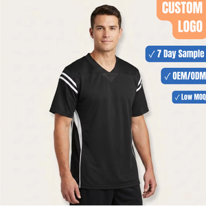 Camiseta de Fútbol Personalizada Negra y Blanca con Cuello en V, Camiseta Deportiva, Fabricante Mayorista para Equipos - Product Image 1