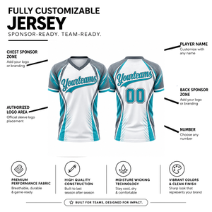 Maillot personnalisé sublimé à col en V unisexe à manches courtes en polyester anti-humidité pour adultes – Tenue de sport pour équipe - Product Image 2