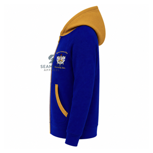 เสื้อฮู้ดซิปสำหรับผู้หญิง Sigma Gamma Rho Sorority สีแทน แต่งฮู้ดตัดสี ซิปยาว แขนยาว ปักอักษรกรีก สไตล์ลำลอง - Product Image 3