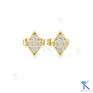 Lab Grown Diamond Geometric Rhombus Stud <b>Earrings</b> 4 Stone Cluster 18K <b>Solid</b> Gold Luxury Fine Women Jewelry Wedding Bridal - Product Image 4