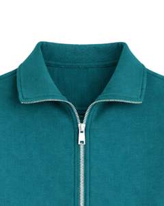 Sudadera corta de forro polar rojo brillante con cremallera completa para mujer, cuello polo, bolsillos delanteros, dobladillo con cordón ajustable, estilo casual y cálido para la calle - Product Image 4