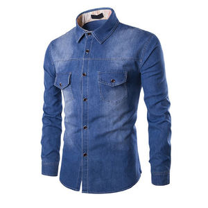 Chemise en jean oversize pour homme avec poche poitrine, 100 % coton, infroissable, séchage rapide, respirante, style décontracté streetwear, boutonnée, haute qualité - Product Image 5