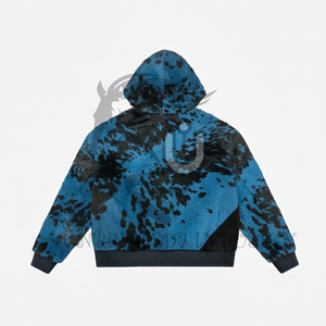 เสื้อฮู้ดหนังวัวแท้สีน้ำเงินแบบซิปคู่แฟชั่นใหม่ปี 2026 - Product Image 2