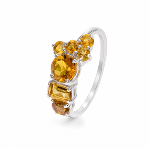 Citrine Gemstone <b>Ring</b> in 925 Sterling <b>Silver</b> with Rhodium Plating Prong Setting Luxury Style for Children & Women Unisex - Product Image 1