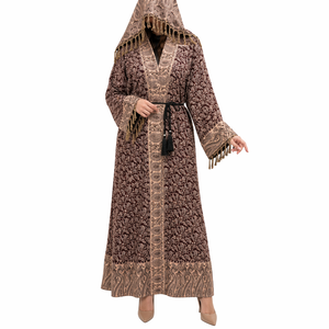 Premium Elegant Pashmina Abaya for Women | Traditional Paisley Print Breathable Lightweight <b>Ankle</b> Length Long Sleeve Prayer Wear - Product Image 3