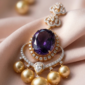 Bijoux en or 9k, 10k, 14k, 18k avec diamants de laboratoire et pierre violette, magnifiques bijoux luxueux pour filles et femmes - Product Image 6