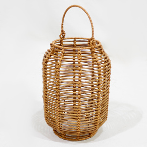 Nouvelle Conception Lanterne Porte-Bougie Haute en Plastique Tressé et Métal Écologique, Support Suspendu en Verre Naturel pour Décoration Intérieure - Product Image 3