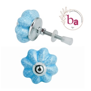 Boutons industriels en céramique craquelée de melon couleur Aqua poignées de tiroir pour chambre à coucher armoire cuisine salon commode - Product Image 1
