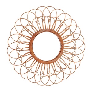 Eco Friendly Large Woven Flower Wall Hanging <b>Mirror</b> Nursery Room Decor Sun Flower Rattan <b>Mirror</b> Children Furniture Wholesale - Product Image 1