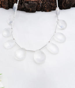 Collar de gotas facetadas de cristal blanco natural | 8 pulgadas de gotas facetadas de cristal blanco para la fabricación de joyería fina con piedras preciosas - Product Image 6