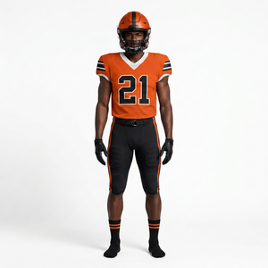 Conjunto de Uniforme de Fútbol Americano Naranja para Hombre, Casco, Jersey y Pantalones, Impresión por Transferencia de Calor, Kit Protector para Adultos - Product Image 4