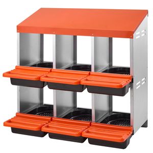 Cajas de Anidación de Metal de 2 Niveles con 6 Compartimentos, Tapas Protectoras, Caja de Anidación Enrollable para Jaulas de Animales que Ponen Huevos - Product Image 6