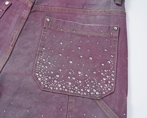 Shorts en jean vintage pour homme avec strass et croix, 100 % coton, style streetwear, pour l'été et les tenues décontractées - Product Image 6