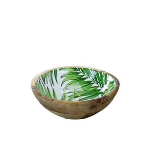 Best Quality Mango Wood Custom made Bowl For <b>Kitchen</b> Dining Table Handmade <b>Sticker</b> Enamel Printed Bowls Restaurant - Product Image 4