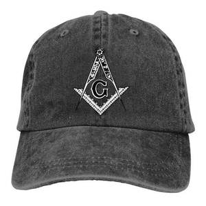 Gorra de Béisbol de Mezclilla Personalizada de la Francmasonería Blue Lodge con Logotipo G de Compás Cuadrado Bordado en Dorado - Product Image 5