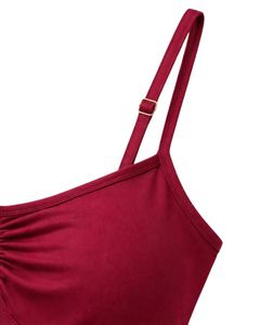 Débardeur Camisole Femme Bordeaux Ajustable à Bretelles, Coupe Slim, Extensible, Décontracté, Basique, Été, Doux et Confortable pour le Quotidien - Product Image 5