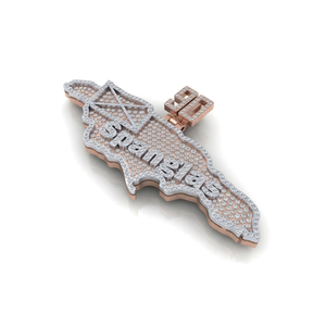 Collier Pendentif Personnalisé Unique en Argent Sterling 925 Plaqué Or avec Moissanite et Diamant, Forme Carte, Lettre ou Numéro, Style Hiphop pour Homme, Idéal Soirées - Product Image 1