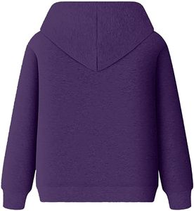 Sudadera con Capucha Morada Unisex, Corte Regular, Informal, Tejida, Manga Larga, Color Sólido, para Otoño - Product Image 3