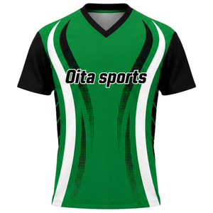 Maillot de volley-ball sublimé vert, noir et blanc, à manches courtes, pour les sports d'équipe, entraînement et compétition - Product Image 1