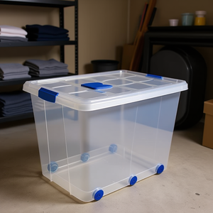 Contenitore di Stoccaggio Originale 86 L, Cesto in Plastica Trasparente con Ruote per Organizzazione Domestica - Product Image 3