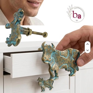 Ba <b>Rustic</b> Cast Iron Cow Shape Eco-Friendly Multi-Function Cabinet Handle Knob for Kitchen Furniture Decor - Product Image 4