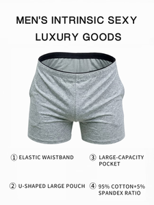 Men's Solid Color Boxer Shorts Mid-Rise Knitted Cotton Breathable Underwear Gray Comfortable Adults Customizable Colors Made - Product Image 4