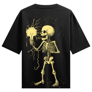 Camiseta de cuello redondo de algodón peinado 100% informal para hombre, manga corta, diseño de patrón serigrafiado de seda, tela de punto directo de fábrica - Product Image 4