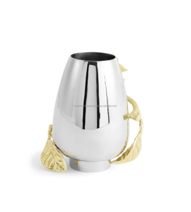 แจกันดอกไม้ตั้งพื้นสแตนเลสสตีลหรูหราทันสมัยเคลือบ PVD ลายตอกทองทำมือ เป็นมิตรกับสิ่งแวดล้อม สีสันปรับแต่งได้ สำหรับบ้านและโรงแรม - Product Image 4