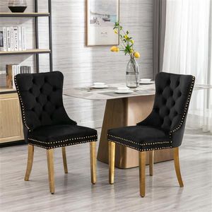 Modern High-End Contemporary Velvet Upholstered Dining Chair Solid Wood Tufted Design Golden Stainless Steel Furniture - Product Image 1
