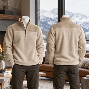 Veste polaire à col montant pour homme, fabriquée en tissu polaire doux, fermeture à demi-zip, col haut, intérieur chaud, poches latérales - Product Image 6