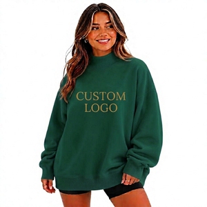 Sweat-shirt molletonné pour femme, coupe ample, col montant, épais, doux, respirant, séchage rapide, écologique, avec badge, couleur unie, style streetwear - Product Image 1