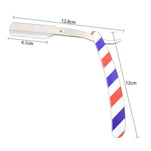 Navaja Quirúrgica Recta MORJE con Mango a Rayas Rojo, Blanco y Azul, Hoja de Acero Inoxidable, Herramienta para Afeitar la Cara para Hombres, Uso en Barberías - Product Image 4