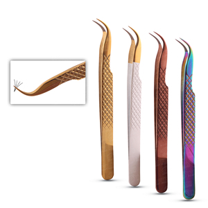 Pince à épiler professionnelle en acier inoxydable pour extensions de cils, la plus vendue, avec logo personnalisé, pointe en fibre à prise parfaite, courbée et robuste - Product Image 2