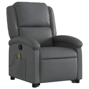 Fauteuil inclinable de massage en similicuir gris - Product Image 3