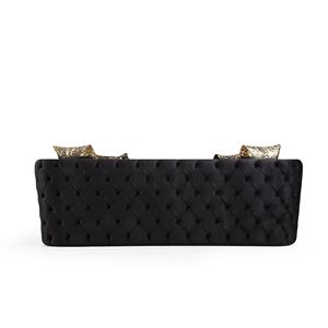 Divano Naomi per Soggiorno con Bottoni Trapuntati, in Velluto Nero e Dettagli Dorati - Product Image 5