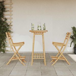 Ensemble de bar d'extérieur pliable de taille moyenne en bambou naturel, mobilier de jardin durable et polyvalent - Product Image 3