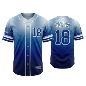 Maillot de baseball bleu roi dégradé, imprimé à dégradé vertical, en polyester lisse, uniforme de performance pour les équipes sportives scolaires - Product Image 1
