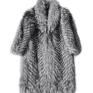 New Arrival Trendy <b>Men's</b> Cheap Fur Coats Trench Clothing <b>Long</b> Size Warm <b>Men</b> Fluffy Silver fox Fur Coat - Product Image 1