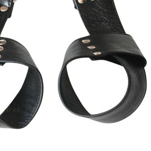 Menottes de suspension en cuir véritable 100% imperméables avec sangles renforcées et anneaux en D métalliques pour les jeux BDSM - Product Image 3
