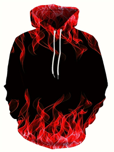 Creative Flame 3D Printed <b>Hoodie</b> for Men <b>Cool</b> Oversized Pullover Sweatshirt with Spring Autumn Style - Product Image 6