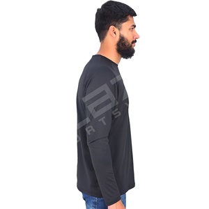 เสื้อยืดคอกลมแขนยาวสำหรับผู้ชายเสื้อยืดคอกลมทรงโอเวอร์ไซส์ผ้าคอตตอนโพลีเอสเตอร์สไตล์สตรีทแวร์สำหรับผู้ชาย - Product Image 6