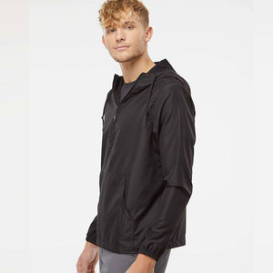 Men's <b>Black</b> Hooded <b>Windbreaker</b> Jacket Quick Dry Polyester Casual Spring Outerwear - Product Image 3