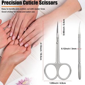 Tijeras para Cutículas Duraderas de Primera Calidad, Hojas Curvas de Acero Inoxidable Multiusos para Manicura, Arte de Uñas, Adolescentes, Cejas y Pestañas - Product Image 3