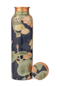 Designer <b>Copper</b> Water <b>Bottle</b> 900ml with Lotus Floral Print, Leakproof <b>Copper</b> Cap, Ayurvedic <b>Drinking</b> Water <b>Bottle</b> for HealTH - Product Image 6