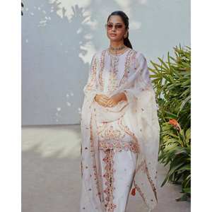 Conjunto de ropa de diseñador indio y pakistaní para fiesta, parte inferior superior y Dupatta - Product Image 4