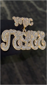 Joyería Hip Hop para Raperos, Colgante de Plata de Ley 925 con Moissanita, Oro Rosa de Dos Tonos, Cierre de Corazón, Letra de Nombre Personalizada, Unisex - Product Image 3