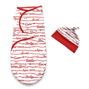 ลายจุดรักห่อตัวห่อตัวทารกพร้อมหมวก-สีแดง - Product Image 1