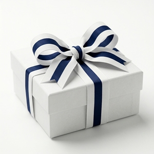 นีลคามัล อินดัสทรีส์ ขายส่งริบบิ้นโกรเกรนสีขาวขนาด 25 มม. ลายทางกลางสีกรมท่า สำหรับห่อของขวัญ ทำโบว์ติดผม ตกแต่งเหรียญรางวัล - Product Image 5