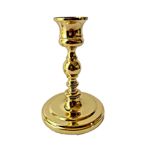 Portavelas Baldwin de Latón Macizo de 5 Pulgadas, Par de Portavelas Vintage en Tono Dorado, Portavelas Decorativos para Velas Cónicas - Product Image 3